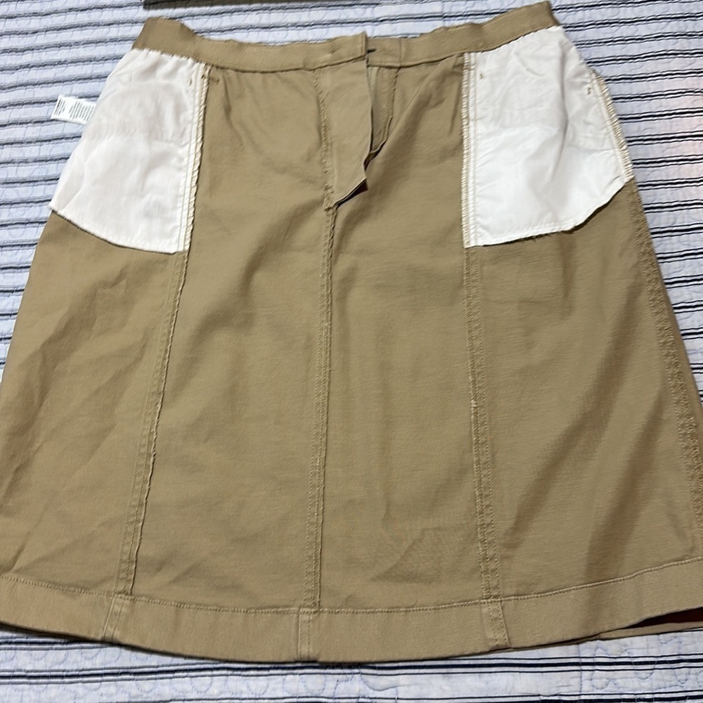 NWT L.L.Bean Skirt Khaki Classic Fit A Line Elastic Waistband Pockets size 14 R - Picture 6 of 16